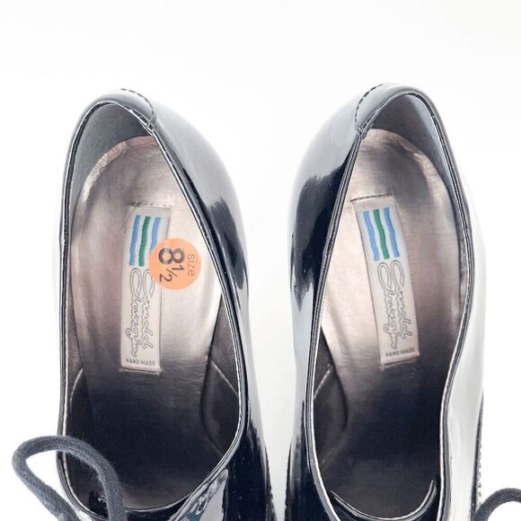 Arnold Churgin Womens Patent Leather Lace Up Heeled Stiletto Black Size 8.5 - Picture 4 of 6